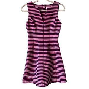 Lilly Pulitzer Pink Black Striped Sleeveless V Neck Dress XS Mini Casual Preppy‎